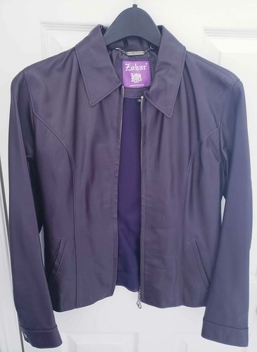 NEW Purple Leather Jacket for Women Sexy Fitted Cropped Biker Coat Size Medium - Picture 6 of 6