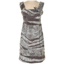 BCBGMaxazria Cocoa Combo Sleeveless A-line Dress Size Small  Animal Print Bow