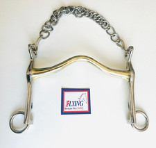 Weymouth Fixed Cheek Bit with curb chain GS & SS (UK Stock, Free P&P)