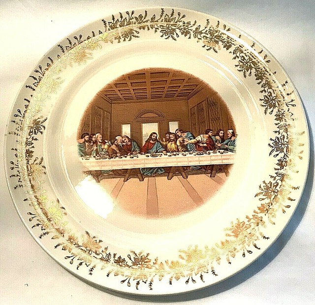 Sanders Mfg Co Nashville Lords Supper Plate 1st Edition 23K Gold Trim