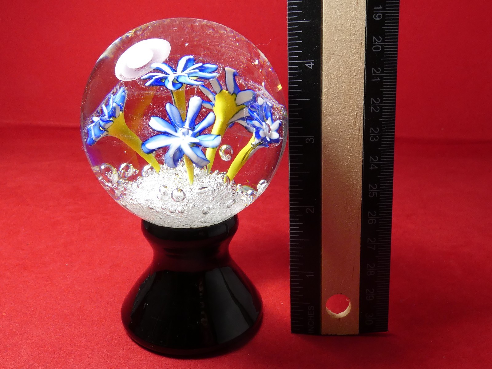 Vintage GLASS PAPERWEIGHT Pedestal / suspended bubble eBay