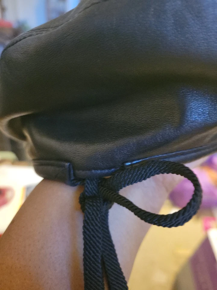 New Eric Javits Women Hat Beret Fall Winter Leather Black - Image 2 of 4