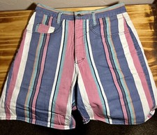 Vintage 90 s Striped Denim High Rise Mom Shorts