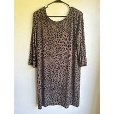 Banana Republic Womens Animal Print Dress 3/4 Sleeve Leopard Print Brown Size L