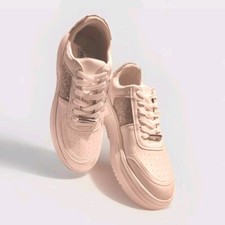 Steve Madden Payden Chunky Platform Sneakers Lace-Up Rhineston White Womens Sz11