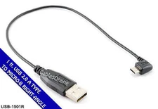 1 ft. Short USB 2.0 A Male to Micro-B Male Right-Angle (90°) Cable - USB-1501R