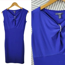 Muse Dress size 2 Stretch Sheath blue party Ruched top cocktail knee length 
