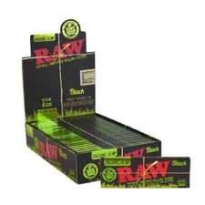 RAW ROLLING PAPERS BLACK ORGANIC HEMP 1 1/4 BOX OF 24 PACKS (FREE SHIPPING)