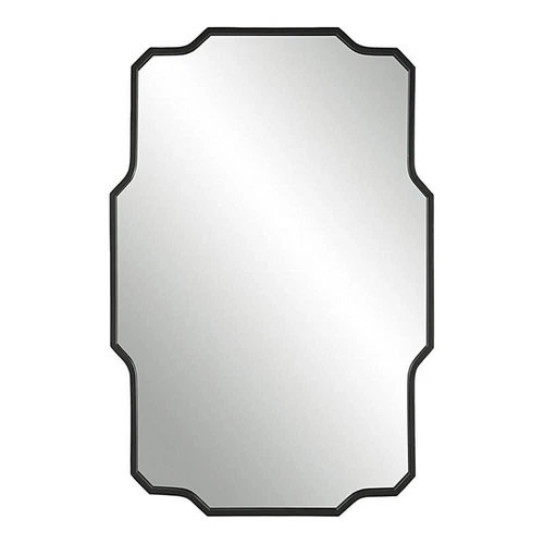 Uttermost Casmus Contemporary Iron Metal Wall Mirror in Matte Black - Picture 1 of 7