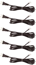 Brown Lamp Cord, 12 Foot Long Replacement Repair Part, 18/2 SPT-1 Wire - 5 Pack
