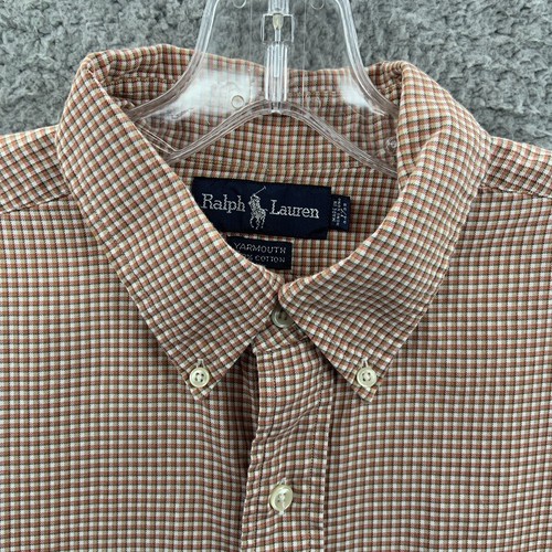 Camisa para hombre Ralph Lauren extra grande 17 34/35 naranja a cuadros con botones yarmouth - Imagen 3 de 11