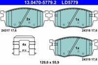 ATE 13.0470-5779.2 Bremsbelagsatz, Scheibenbremse FüR Hyundai KIA