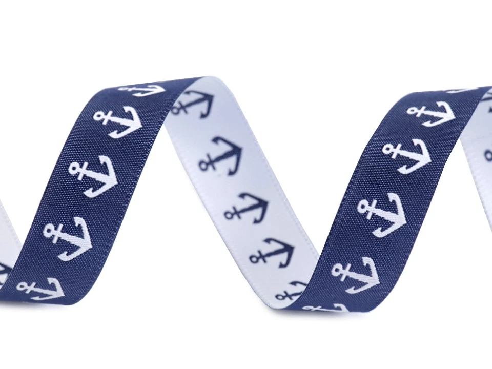 1m Anker Ankerwebband blau-weiß beidseitig verwendbar 18mm maritim Webband Borte