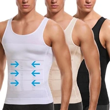 3 Pack Mens Compression Shirt Slimming Body Shaper Vest Tummy Control Shapewear