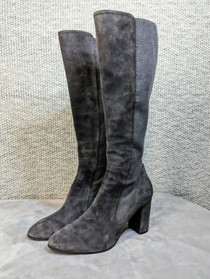 Stuart Weitzman Women's 9.5 (fits 8.5) Gray Suede Pull on High Boots 