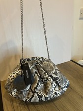 BNWT Nunoo Snake Print Clutch Bag W/ Silver Chain Strap 