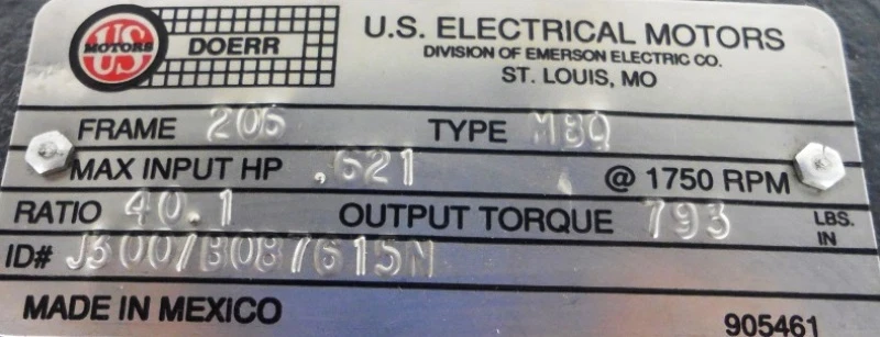 MAGNETEK VARIABLE SPEED DC MOTOR 46605351140-2A, US ELECTRIC GEAR TYPE MBQ, 40:1 - Image 3 of 4