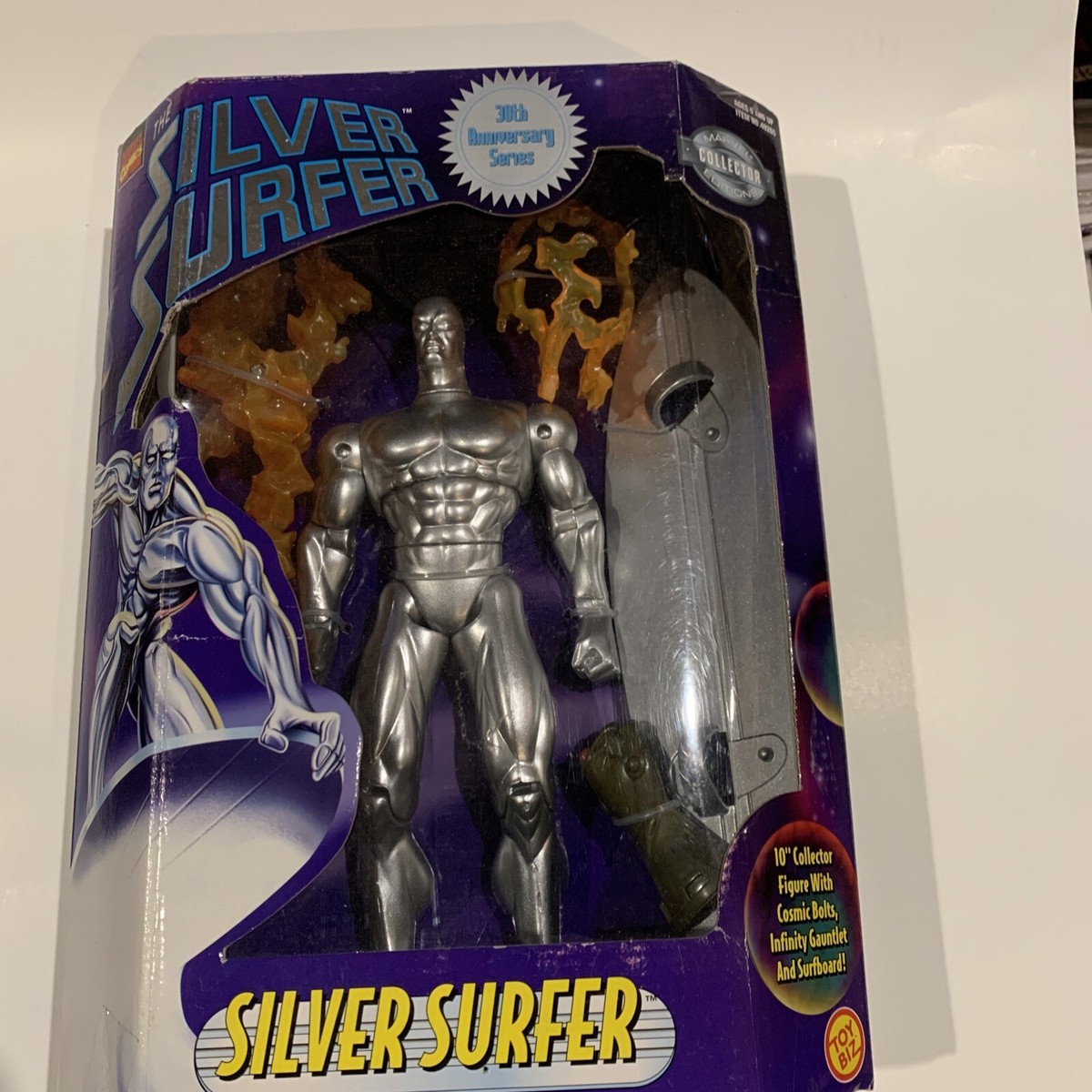 特撮 30th Anniversary Series SILVER SURFER 10" Collector Figure MARVEL TOYBIZ SILVER SURFER 10 INCH ACTION FIGURE 1997 30