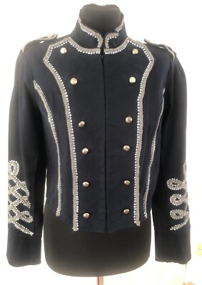 Stunning Woman's Military-Style Navy Blue Jacket by Lipsy Size M/L