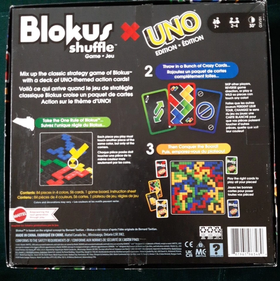 Spiel Blokus shuffle UNO Edition *** Top Zustand *** 100% Komplett - Bild 3 von 4