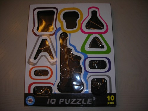IQ BRAIN TEASER PUZZLE 10 PCS METAL NEW IN BOX - 第 1/2 張圖片