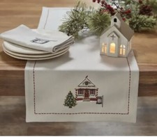 "Visit to Santa" Table Runner 36  Farmhouse Christmas