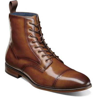 Stacy Adams Henry Tan Smooth Leather Cap Toe Lace Up Boot (USA Men Size)