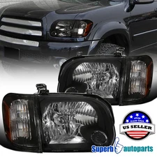 Fits 2005-2006 Toyota Tundra Sequoia Headlight Corner Lamps L+R Black 05-06 Pair