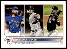 2022 Topps AL Strikeouts Leaders (Robbie Ray/Gerrit Cole/Dylan Cease) LL, UER