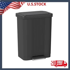 Step-On Trash Can with Lid 13 Gallon 50 Liter Capacity for Kitchen Garbage