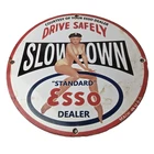 Vintage Esso Gasoline Sign - Gas Motor Oil Pump Porcelain Pinup Girl Sign