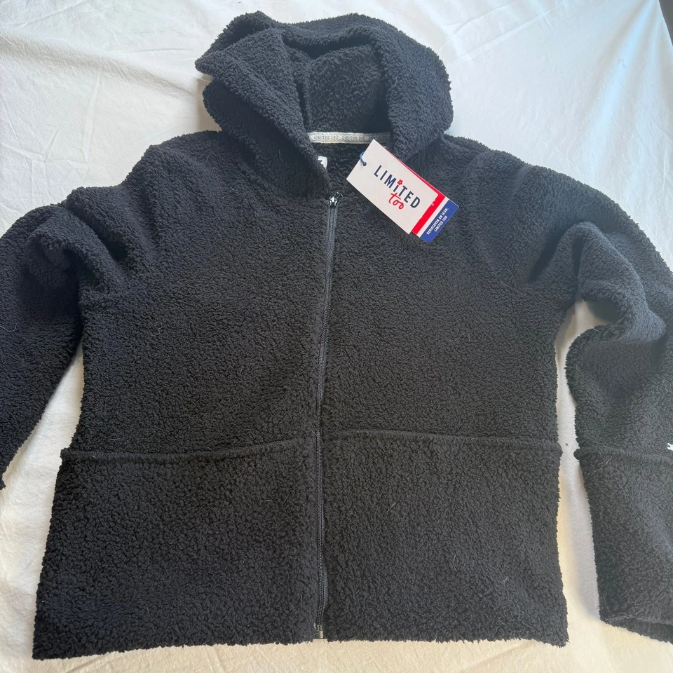 Limited Too Sudadera con Capucha Niñas Negra Talla Grande Sherpa Cremallera Foto 3 de 3