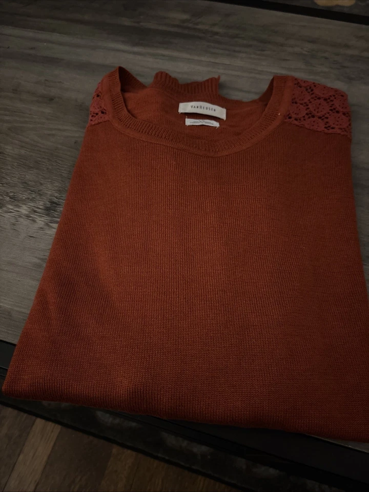 Suéter Van Heusen Mujer Grande Naranja Quemado Borde de Encaje Preppy Nuevo sin Etiquetas Foto 4 de 4