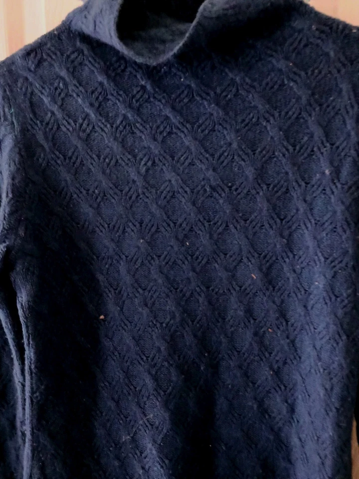 Kinross Cashmere Teal Green Mock Neck Patterned Knit Pullover Sweater Size S - Image 3 of 4