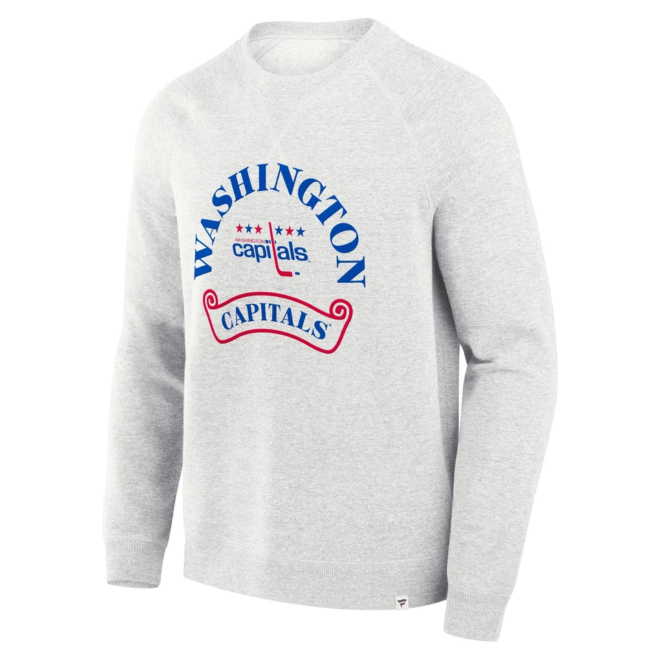 Men's Fanatics Heather Gray Washington Capitals Banner Fleece Raglan Pullover - Image 2 of 3