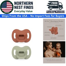 Color Essence SX PRO 2Pk Silicone Baby Pacifiers for 0-6 - Orange/Green