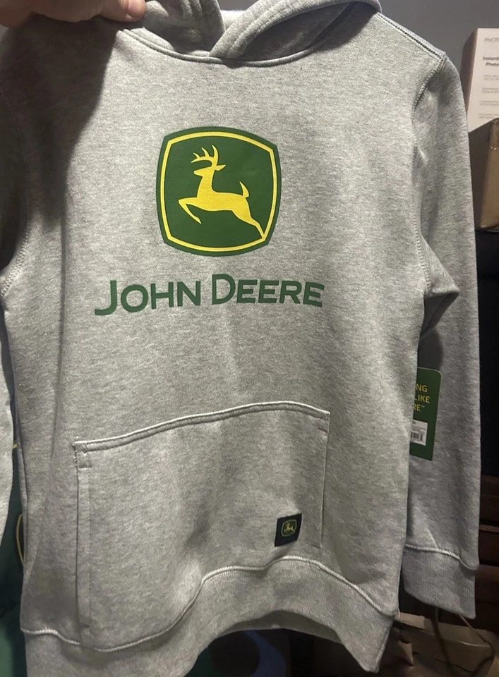 NUEVA Sudadera con Capucha John Deere Niños Verde Logo de Marca Talla M 8 Foto 2 de 4