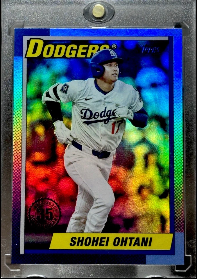 Shohei Ohtani RARO REFRACTOR DE LÁMINA RETRO HOLO TARJETA DE INVERSIÓN ESQUIVADORES COMO NUEVO Foto 2 de 4