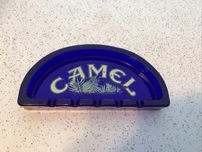 Camel Cigarette Collectable Cobalt Blue Half Ashtray Vintage Good Used