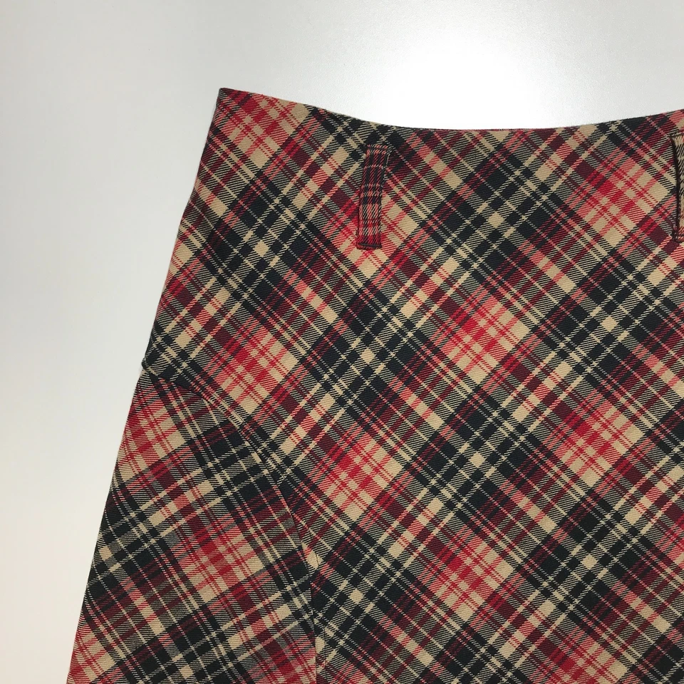 Falda midi Jones Wear a cuadros línea A negra roja tostada forrada elástica retro cremallera lateral 10 Foto 3 de 4