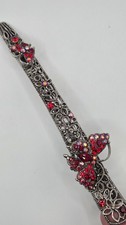 Vintage Silvertone Floral Crystal and Rhinestone Hair Clip Flawed Butterflies