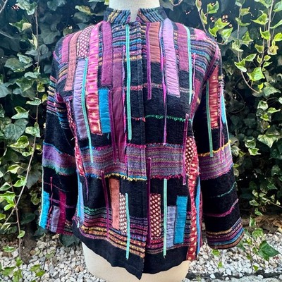 Drapers & Damons Jacket Patchwork Mixed Media Textiles Textured Boho Petite SM