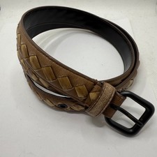 Bottega Veneta Intrecciato Leather Woven Belt Size 85/34 Brown Multi Italy Auth