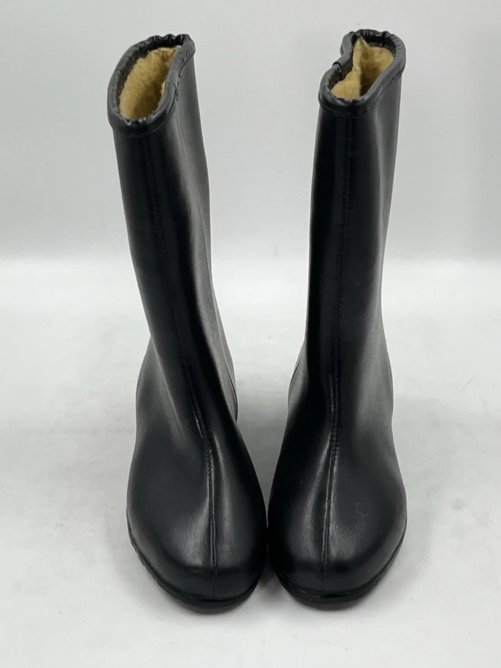 Vintage Kids Black Rubber Rain Boots Shearling Lined Size 10 Made In USA - Image 2 of 4
