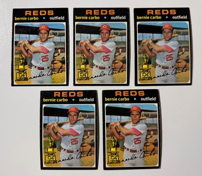 1971  #478 BERNIE CARBO x 5 CARDS - NO CREASES - TOPPS ALL-STAR ROOKIE TROPHYS