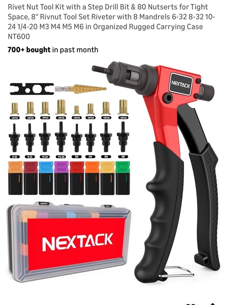 NEXTACK Rivet Nut Tool Kit with a Step Drill Bit & 80 Nutserts for