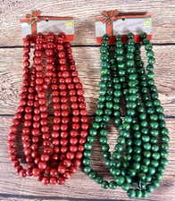 Vintage 9-Foot Wooden Red And Green Beaded Garland. New
