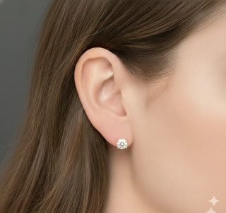 6.00 Ct Certified White Diamond Solitaire Studs Yellow Finish Free Tariffs.