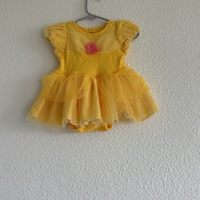 Disney Baby Belle Dress W/ Tutu Yellow Sz 12-18 Months Attached Snap One Piece