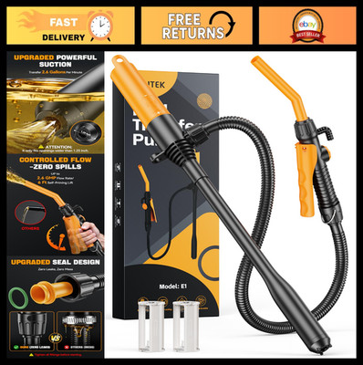 Portable Battery-Powered Fuel Transfer Pump - 2.6GPM Siphon Pump with 59'' Hose f
